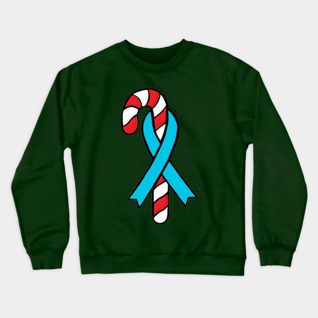 Candy cane awareness ribbon (light blue) Crewneck Sweatshirt by CaitlynConnor